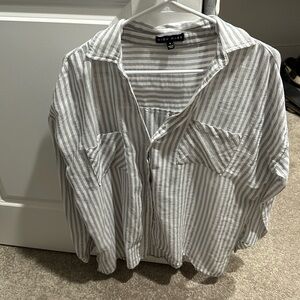 Cute oversized grey and white flannel